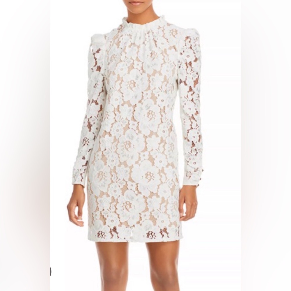 Wayf White Floral Lace Long Sleeve Dress